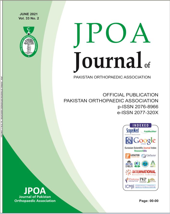 					View Vol. 33 No. 02 (2021): Journal of Pakistan Orthopaedic Association (JPOA)
				